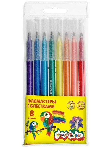Фломастеры с блестками 8цв."Каляка-Маляка"  3+- купить в магазине Кассандра, фото, 4602723093367, 