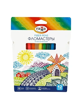 Фломастеры Гамма "Классические", 12цв., смываемые, картон. упак., европодвес - купить в магазине Кассандра, фото, 4600395041129, 