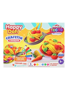 Набор для лепки с формочками Спагетти, 24 см HAPPY DOH - купить в магазине Кассандра, фото, 4630395002523, 
