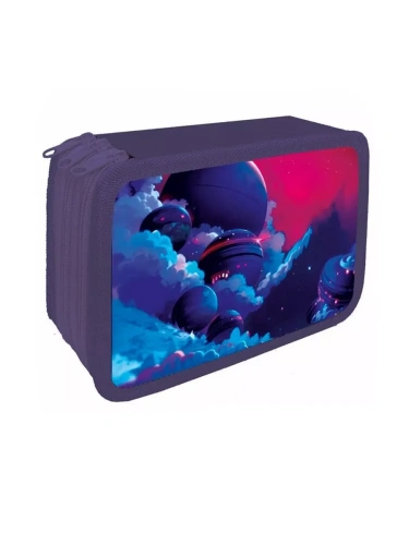 Пенал 3 отделения 105*190*60мм, Неизведанная галактика, тканевый торец, ламинирова  " Пчелка " ПО-11- купить в магазине Кассандра, фото, 4680619351005, 