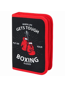 Пенал ПИФАГОР, 1 отделение 2 откидные планки, полиэстер, 20х14 см, Boxing, 272289 - купить в магазине Кассандра, фото, 4606224431567, 