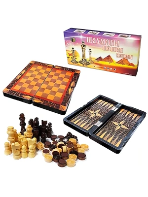 Шахматы+шашки+нарды 29,5*15*5см (дерево), картонная упаковка 30,5*15,5*5см- купить в магазине Кассандра, фото, 6901891012742, 