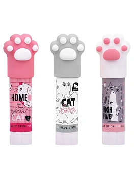 Клей-карандаш MeShu с топпером "Paw", 8г, дисплей бокс, ПВП, ассорти - купить в магазине Кассандра, фото, 4680211434519, 