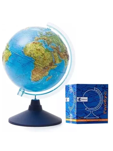 Глобус физический рельефный 210мм " Globen " синяя подставка- купить в магазине Кассандра, фото, 4680009930711, 
