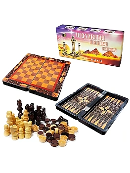 Шахматы+шашки+нарды 29,5*15*5см (дерево), картонная упаковка 30,5*15,5*5см - купить в магазине Кассандра, фото, 6901891012742, 