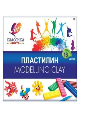 Пластилин 16цв.ЛУЧ "КЛАССИКА" 320 г со стеком- купить в магазине Кассандра, фото, 4601185008377, 