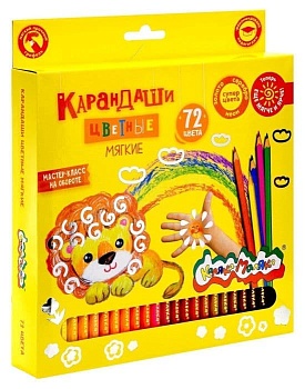 Набор цветных карандашей Каляка-Маляка 72 цв. шестигран. корп. дерев. карт.уп. - купить в магазине Кассандра, фото, 4602723145516, 