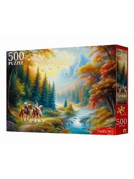 Пазл.500.Пара на лошадх в горах 47*33см, " Рыжий кот " картонная упаковка 31,9*23,1*4,7см - купить в магазине Кассандра, фото, , 