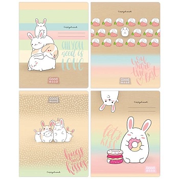 Тетрадь 48л., А5, клетка BG "White rabbit", матовая ламинация - купить в магазине Кассандра, фото, 4690326223595, 