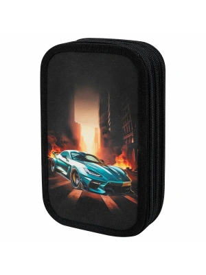 Пенал ЮНЛАНДИЯ, 3 отделения, картон с эффектом soft-touch, 19х11 см, Fire car, 272267- купить в магазине Кассандра, фото, 4606224431345, 