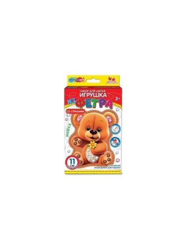 Игрушка из фетра Со стразами Мишка МУЛЬТИ АРТ- купить в магазине Кассандра, фото, 4630395000277, 