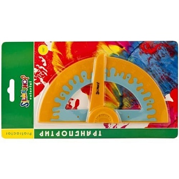Транспортир 10см 180° SILWERHOF COLORFUL, механизм выставления угла, блистер 160071 - купить в магазине Кассандра, фото, 4250167288315, 