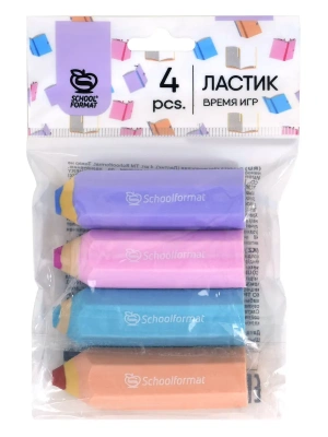 Набор ластиков Schoolformat ВРЕМЯ ИГР термопласт. резина 65х15х15 мм фигурный ассор- купить в магазине Кассандра, фото, 4602723186656, 