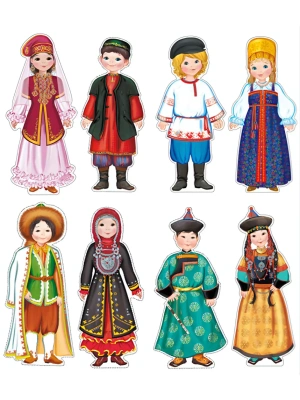 Комплект для оформления интерьера со скотчем. Народы России (8 плакатов А4)- купить в магазине Кассандра, фото, 4610563394216, 