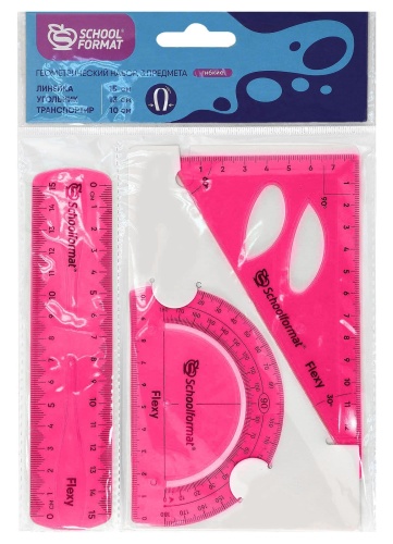 Набор геометр. Schoolformat 15 см пластик гибкий для черчения- купить в магазине Кассандра, фото, 4602723143611, 