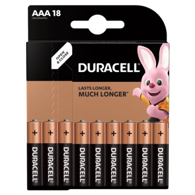 Батарейка Duracell Basic AAA (LR03) алкалиновая, 18BL- купить в магазине Кассандра, фото, 0500394107557, 