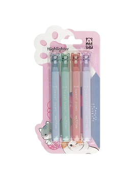 Набор текстовыделителей MESHU "Paw pastel", 04цв., пастельные цвета, 1-4мм, блистер с европодвесом - купить в магазине Кассандра, фото, 4680211534004, 