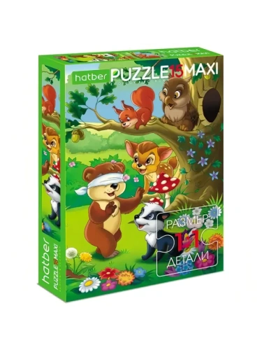 Пазлы " Hatber "   15элементов ECO Maxi Лесные друзья 22*33см, картонная упаковка- купить в магазине Кассандра, фото, 4606782317440, 