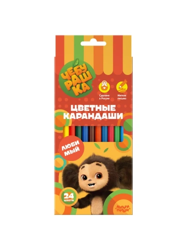 Карандаши цветные Мульти-Пульти "Чебурашка", 24цв., заточен., картон, европодвес- купить в магазине Кассандра, фото, 4680211509972, 