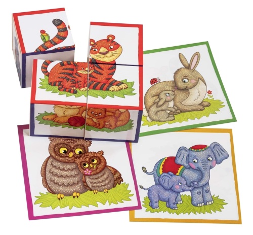 Умные кубики в поддончике. 4 штуки. У кошки котёнок- купить в магазине Кассандра, фото, 9785811280131, 