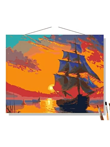 Картина по номерам на холсте 50х40 "Морской закат"- купить в магазине Кассандра, фото, 4620137806250, 