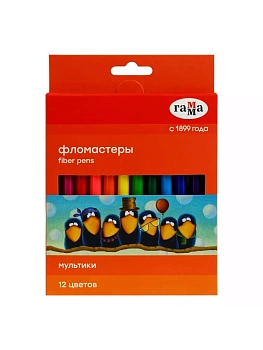 Фломастеры Гамма "Мультики", 12цв., смываемые, картон. упак., европодвес - купить в магазине Кассандра, фото, , 