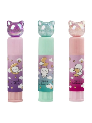 Клей-карандаш MESHU с топпером "Crystal Kitten", 8г, дисплей бокс, ПВП, ассорти- купить в магазине Кассандра, фото, 4680211631604, 