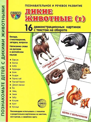 Дем. картинки СУПЕР Дикие животные -1.16 демонстр.картинок с текстом(173х220мм)- купить в магазине Кассандра, фото, 9785994908983, 