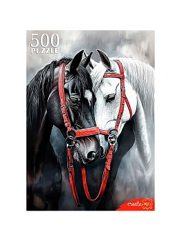 Пазлы " Рыжий кот "  500элементов Символ года- Влюбленные лошади 33*47см, картонная упаковка 22,5*32*4 - купить в магазине Кассандра, фото, 4670159287186, 