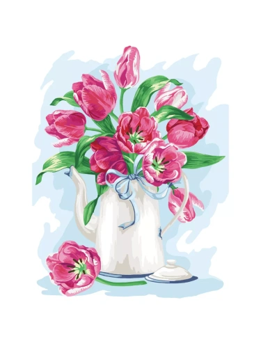 Картина по номерам на холсте ТРИ СОВЫ "Розовые тюльпаны", 30*40, с акриловыми красками и кистями- купить в магазине Кассандра, фото, 4680211518530, 