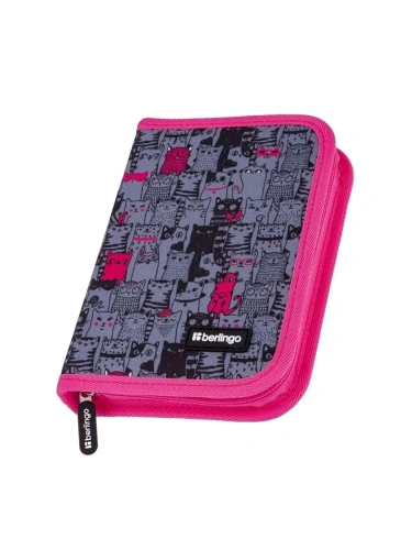 Пенал 1 отделение, 200*140*40 Berlingo "Happy Cats", дополнительная откидная секция, полиэстер- купить в магазине Кассандра, фото, 4262493913953, 