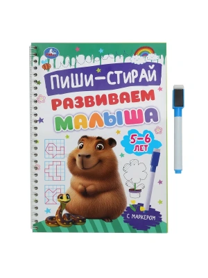 Развиваем малыша. 5-6 лет. Пиши-стирай. Прописи на спирали с маркером. 32 стр. Умка в кор.20шт — фото, ISBN 9785506103035