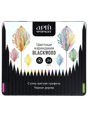 Набор цветных карандашей АРТформат Blackwood 24 цв. трехгран. корп. дерев. метал.ко- купить в магазине Кассандра, фото, 4602723195504, 