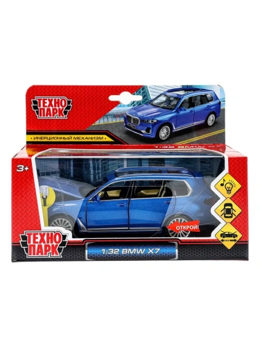 Машина металл свет-звук BMW x7, 20см, двери, инерц, синий, кор Технопарк в кор.18шт- купить в магазине Кассандра, фото, 4650250591559, 