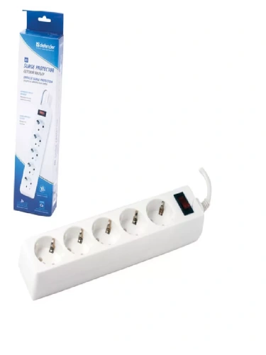 Сетевой фильтр Defender ES 5 розеток 3,0м, белый- купить в магазине Кассандра, фото, 4712279994824, 