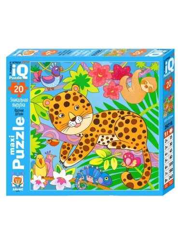 IQ Пазл МАКСИ 20 эл. Леопард в ярких джунглях 2+- купить в магазине Кассандра, фото, 9785811282234, 