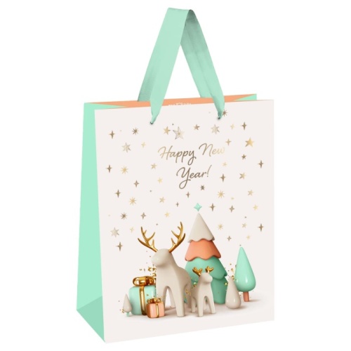 Пакет подарочный 26*32*12см MESHU "Happy New Year", отд. фольгой, матовая ламинация- купить в магазине Кассандра, фото, 4680211499938, 
