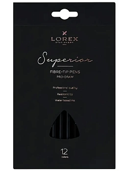 Фломастеры 12 цв. LOREX PRO-DRAW SUPERIOR кругл. корп. стандартные - купить в магазине Кассандра, фото, , 