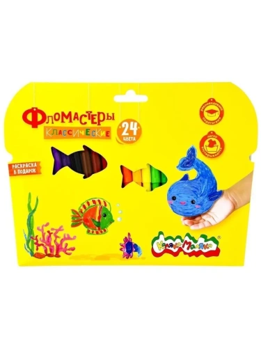 Фломастеры 24 цв. Каляка-Маляка классические кругл. корп. легкосмываемые карт. упак.- купить в магазине Кассандра, фото, 4602723134053, 