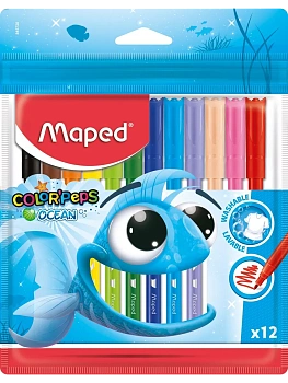 Фломастеры 12цв."Maped OCEAN" супер смываемые, европодвес 845720 - купить в магазине Кассандра, фото, , 