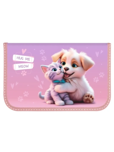 Пенал 1 секц. бол. Schoolformat ОБНИМАШКИ 190х115х20 мм роз. ламин.картон- купить в магазине Кассандра, фото, 4602723191797, 