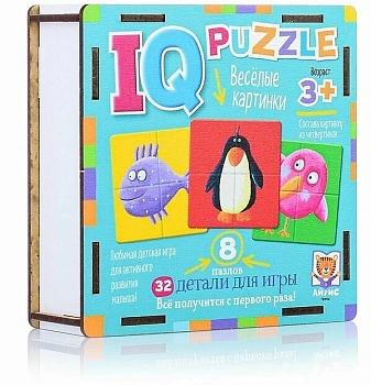 IQ Пазл деревянный. Весёлые картинки 3+ - купить в магазине Кассандра, фото, 9785811282494, 