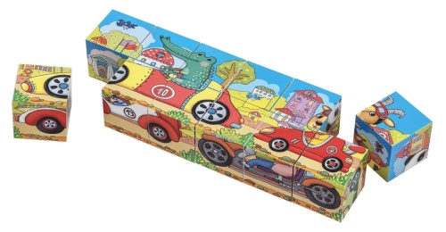 Умные кубики  в поддончике (длинные). 12 штук. Мчимся на машинах- купить в магазине Кассандра, фото, 9785811280476, 