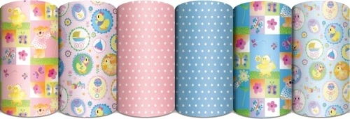 Упаковочная бумага 70*150см ГОРОХ-ПОЛОСКА супергладкая (пр-во Италия)  EAC ED16-BABY1-R-715- купить в магазине Кассандра, фото, 4603008367692, 