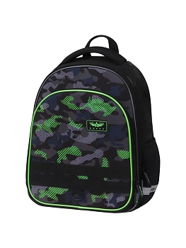 Ранец Berlingo Expert Plus "Black and green" 38*29*15см, 2 отделения, 2 кармана, анатомическая спинка - купить в магазине Кассандра, фото, 4262455936938, 
