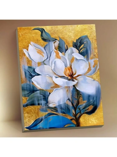 Картина по номерам с поталью (40х50) НЕЖНАЯ МАГНОЛИЯ (15 цветов)- купить в магазине Кассандра, фото, 4660011895550, 