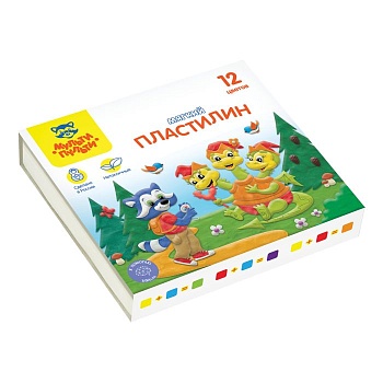 Пластилин Мульти-Пульти "Енот в сказке", 12 цветов, 120г, картон - купить в магазине Кассандра, фото, 4680211397104, 