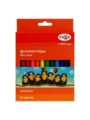 Фломастеры Гамма "Мультики", 12цв., смываемые, картон. упак., европодвес- купить в магазине Кассандра, фото, , 