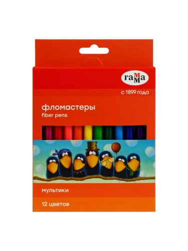 Фломастеры Гамма "Мультики", 12цв., смываемые, картон. упак., европодвес- купить в магазине Кассандра, фото, 4600395041099, 