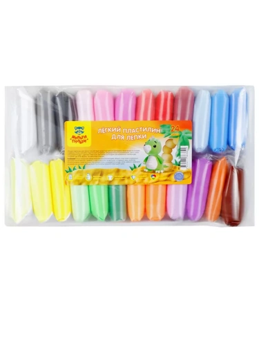 Легкий пластилин для лепки Мульти-Пульти, 24 цвета, 240г, прозрачный пакет- купить в магазине Кассандра, фото, 4680211383602, 